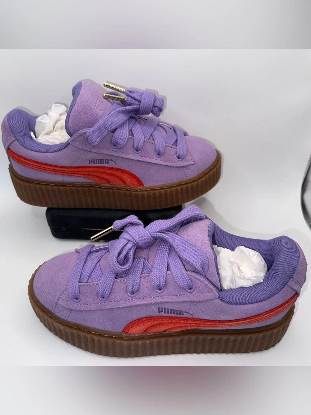 Puma Fenty Creeper Lavender Purple Platform Sneakers Sz 6.5 Rihanna Suede Neon - Picture 11 of 16